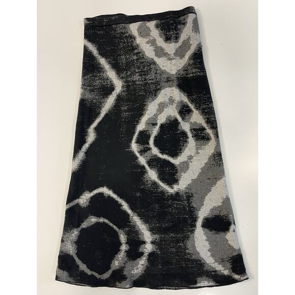 Peruvian Connection Knit Pima Long Skirt Size Medium Grey Black Geometric - Picture 5 of 5